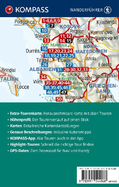 KOMPASS Wanderführer Albanien, 50 Touren mit Extra-Tourenkarte