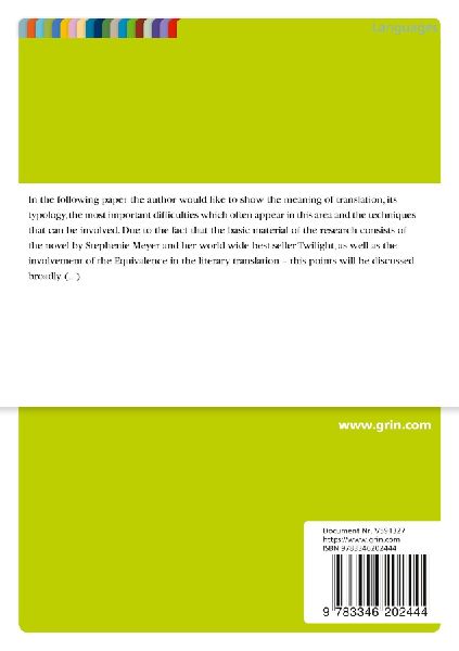 Equivalence and Literary Translation. Short Introduction to the Translation Studies