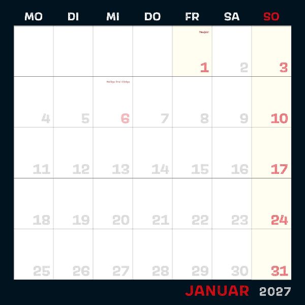 Uli Stein Schwarzer Kalender 2027: Monatskalender für die Wand