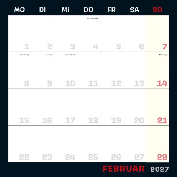 Uli Stein Schwarzer Kalender 2027: Monatskalender für die Wand