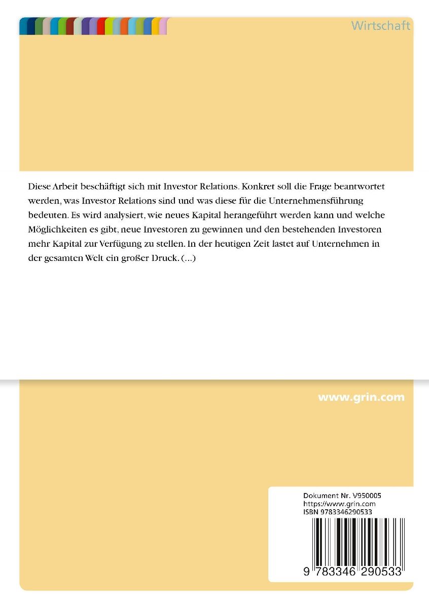 Investor Relations und deren Bedeutung für die Unternehmensführung