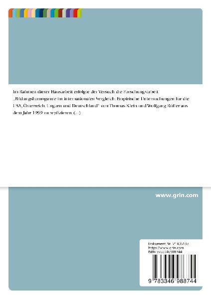 Replikation des Papers "Bildungshomogamie im internationalen Vergleich: Empirische Untersuchungen für die USA, Österreich, Ungarn und Deutschland" von Thomas Klein und Wolfgang Rüffer
