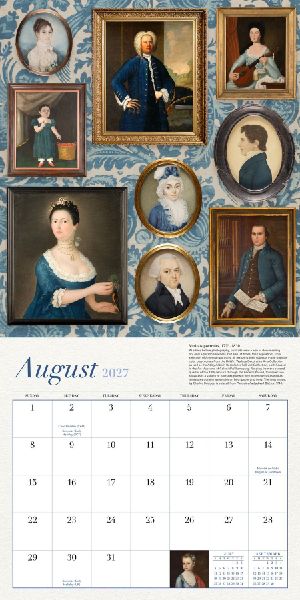 Colonial Williamsburg Blue and White American Style Wall Calendar 2027