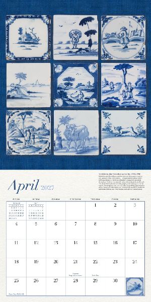 Colonial Williamsburg Blue and White American Style Wall Calendar 2027