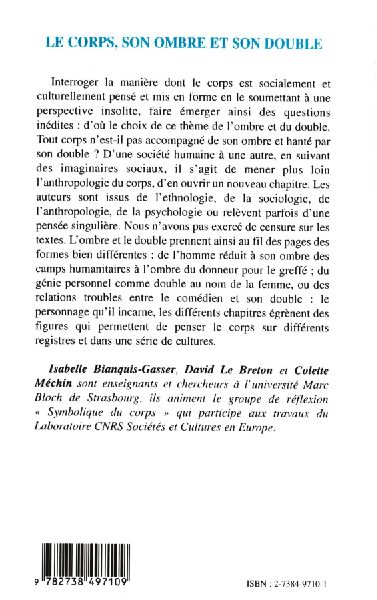 LE CORPS, SON OMBRE ET SON DOUBLE