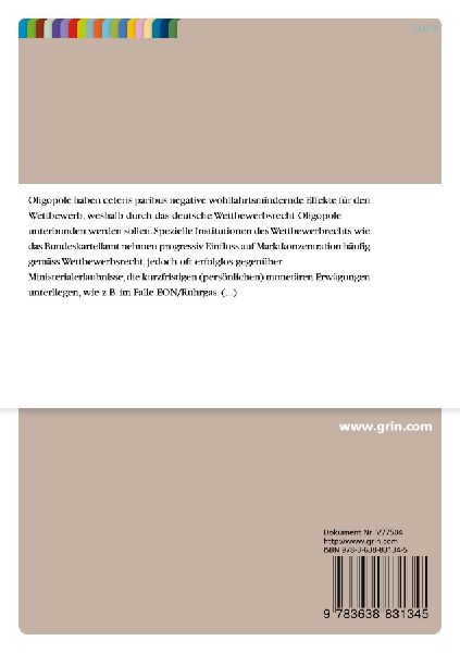 Oligopole im deutschen Recht - Die Oligopolvermutung