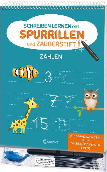 Schreiben lernen mit Spurrillen und Zauberstift - Zahlen