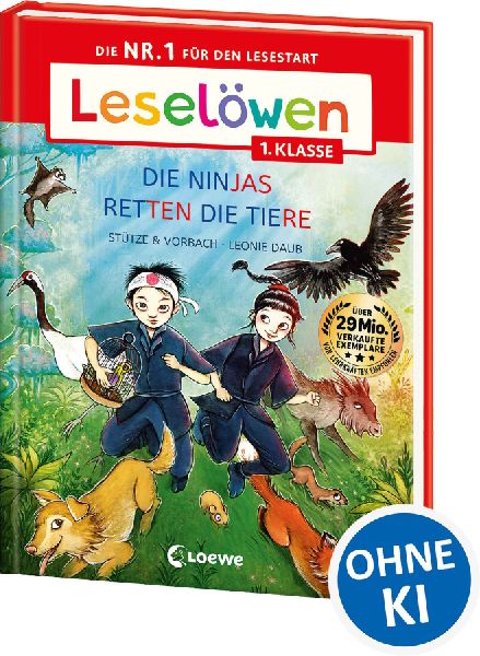 Leselöwen 1. Klasse - Die Ninjas retten die Tiere (Großbuchstabenausgabe)