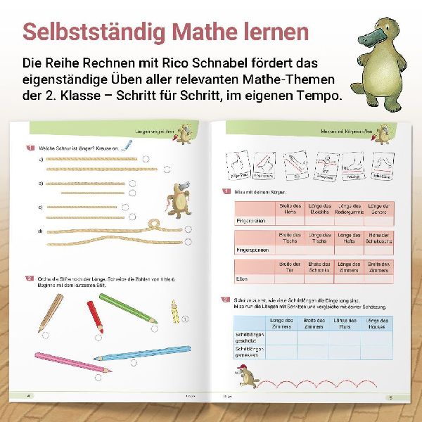 Rechnen mit Rico Schnabel Klasse 2, Heft 3 - Selbstständig Größen und Sachrechnen trainieren