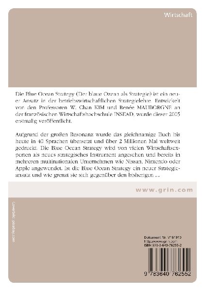 Blue Ocean Strategy. Darstellung und Analyse eines neuen Instruments des strategischen Managements