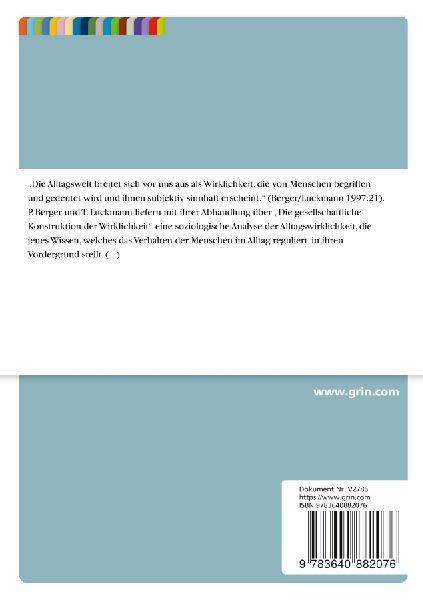 Grundlagen des Wissens in der Alltagswelt bei Berger/Luckmann