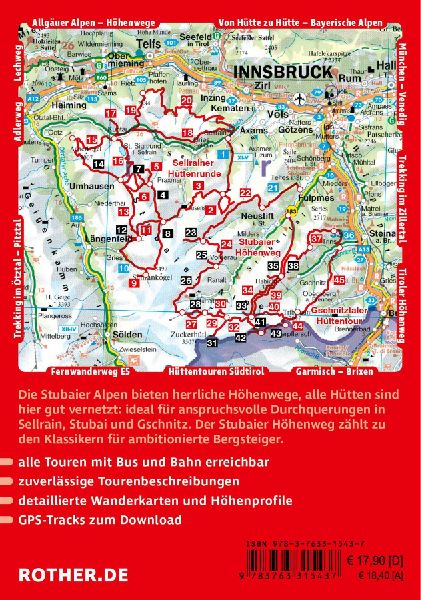ROTHER Wanderführer Stubaier Höhenweg, Sellrainer Hüttenrunde, Gschnitztaler Hüttentour. 3 alpine Mehrtagestouren