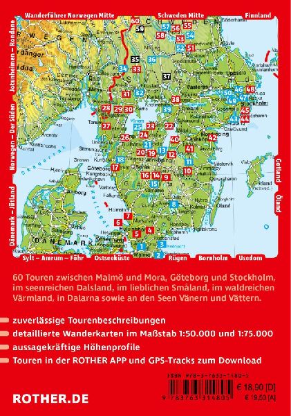 ROTHER Wanderführer Schweden: Der Süden. 60 Touren von Skåne, Småland und Värmland über Stockholm bis Dalarna
