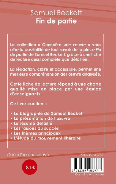 Fiche de lecture Fin de partie de Samuel Beckett (Analyse littéraire de référence et résumé complet)