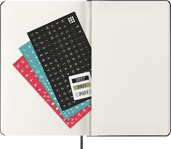 Moleskine 12 Monate Wochenkalender 2027, Large/A5, 1 Wo = 2 Seiten, vertikal, fester Einband, Schwarz