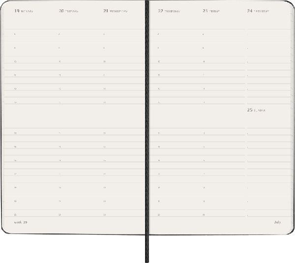 Moleskine 12 Monate Wochenkalender 2027, Large/A5, 1 Wo = 2 Seiten, vertikal, fester Einband, Schwarz