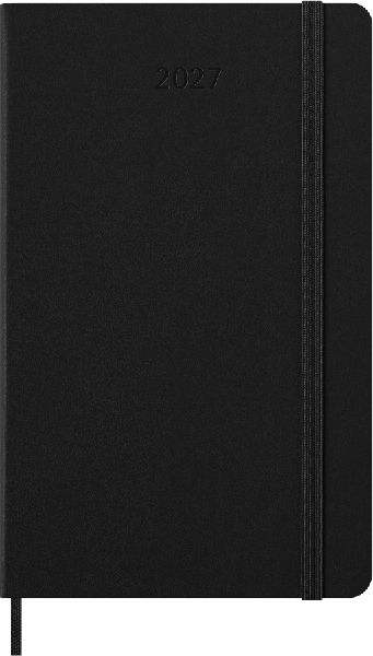 Moleskine 12 Monate Wochenkalender 2027, Large/A5, 1 Wo = 2 Seiten, vertikal, fester Einband, Schwarz