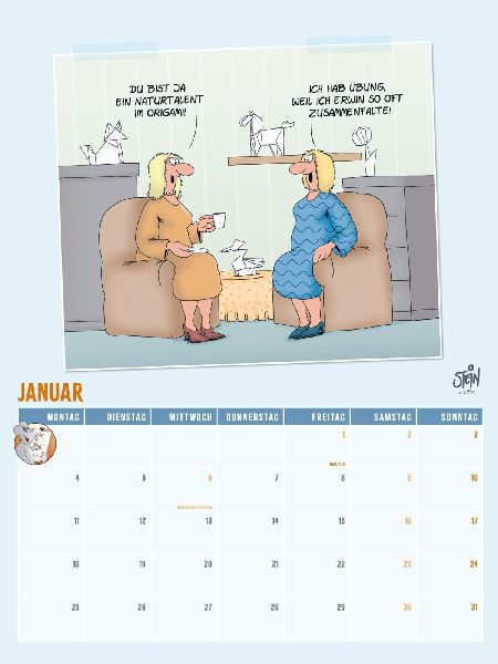 Viel Spaß im neuen Jahr 2027 mit Uli Stein: Monatsplaner mit komplett neuen Cartoons