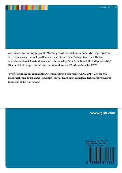 Springers Mitschuld? Zur Reziprozität der Roten Armee Fraktion und der deutschen Medien