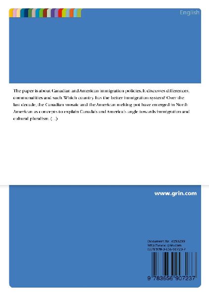 The Canadian Mosaic vs. The American Melting Pot. Two different concepts dealing with the phenomenon how to integrate new immigrants