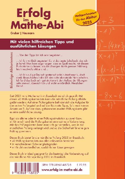 Erfolg im Mathe-Abi Mündliche Prüfung Basisfach Baden-Württemberg
