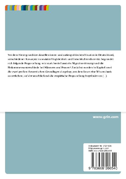 Wie beeinflusst ein Migrationshintergrund die Einkommensunterschiede bei Männern und Frauen? Eine Datenanalyse anhand des SOEP 2012
