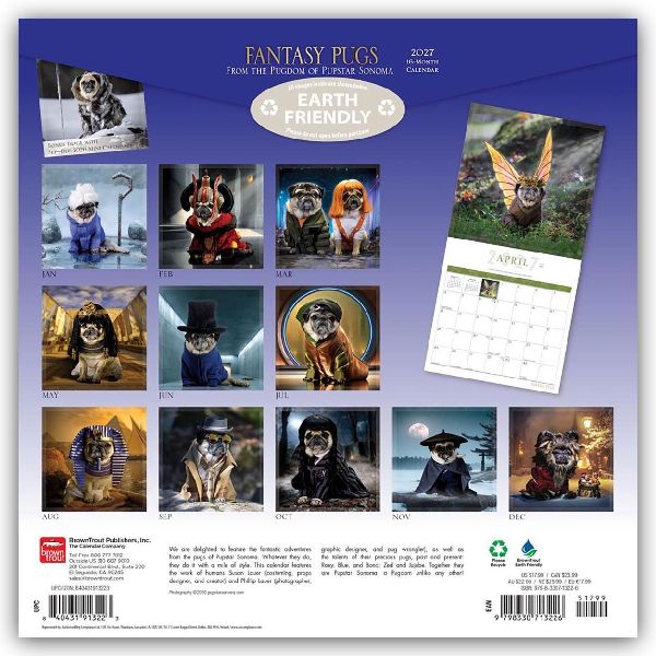 Fantasy Pugs - Fantasy Möpse 2027 - 16-Monatskalender