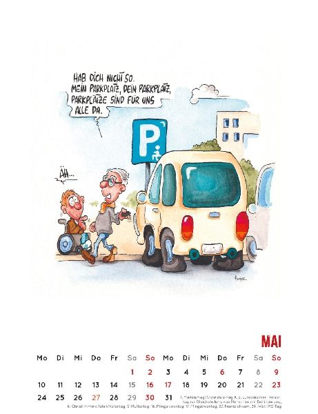 Handicaps 2027: Monatskalender für die Wand