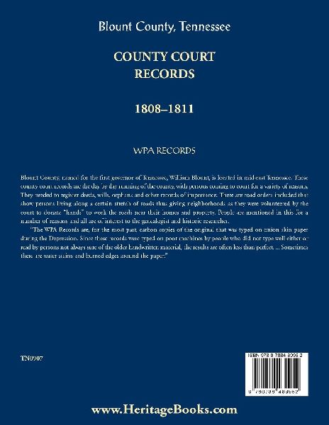 Blount County, Tennessee County Court Records, 1808-1811