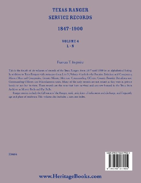 Texas Ranger Service Records, 1847-1900, Volume 4, L-N