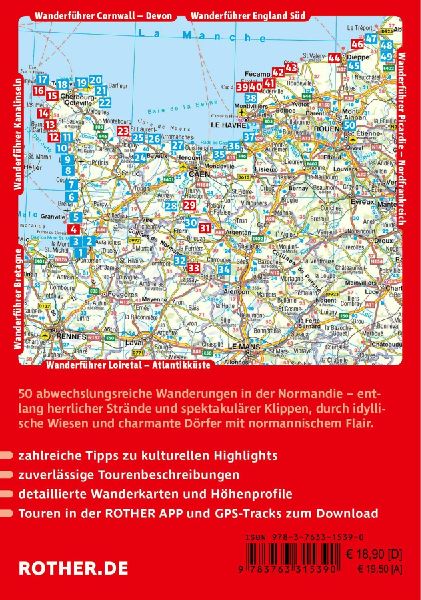 ROTHER Wanderführer Normandie. 50 Touren an der Küste und im Landesinneren - vom Mont-Saint-Michel bis zur Côte d'Albâtre