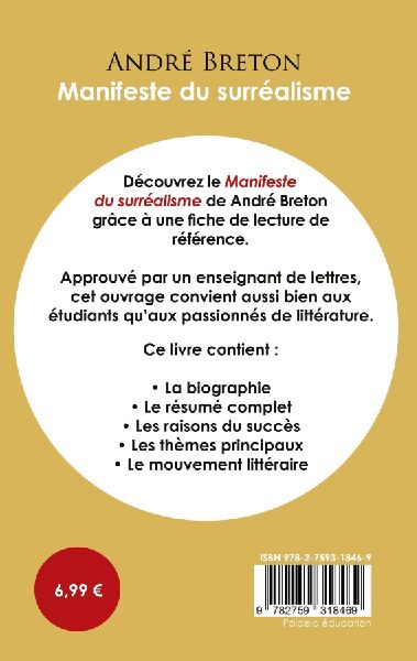 Fiche de lecture Manifeste du surréalisme (Étude intégrale)