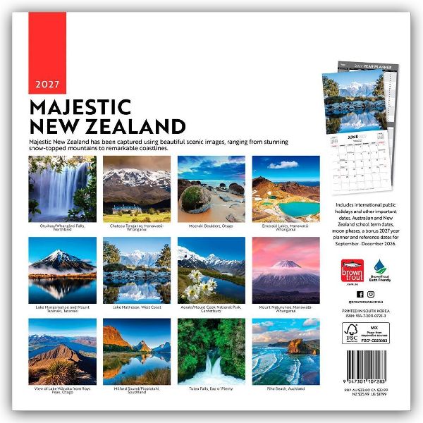 Majestic New Zealand - Neuseeland 2027 - Wandkalender