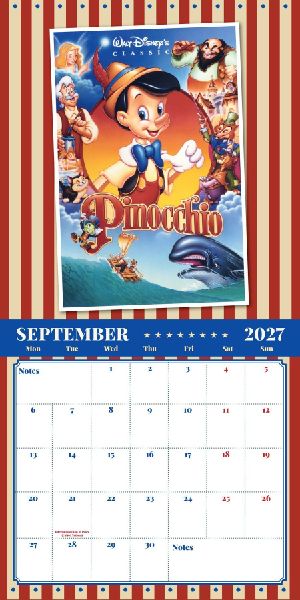 Disney Vintage Posters - Disney Filmplakate - Offizieller Kalender 2027 - Wandkalender