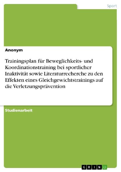 Trainingsplan für Beweglichkeits- und Koordinationstraining b...