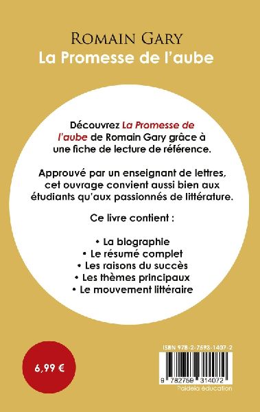 Fiche de lecture La Promesse de l'aube (Étude intégrale)