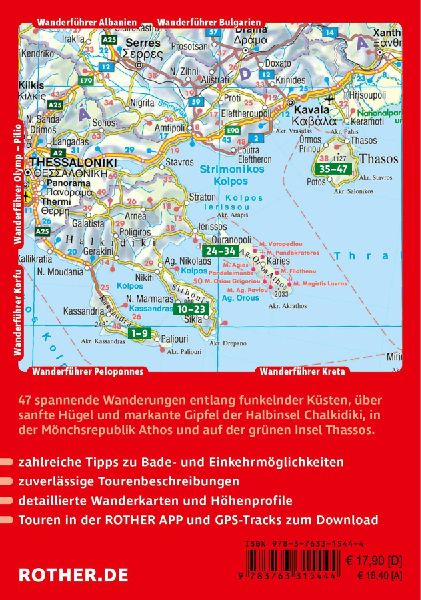 ROTHER Wanderführer Chalkidiki - Thassos. 47 Touren auf Kassandra und Sithonia, in der Mönchsrepublik Athos und auf der Insel Thassos