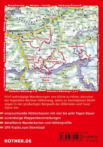 ROTHER Wanderführer Von Hütte zu Hütte Zillertal. 5 Mehrtagestouren in den Zillertaler und Tuxer Alpen - mit dem Berliner Höhenweg