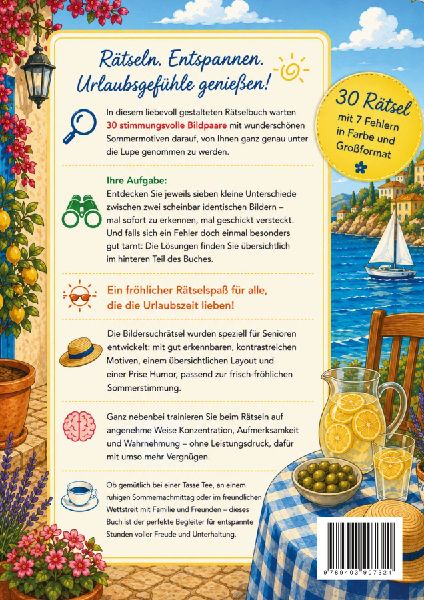 Finde den Fehler Sommer - Seniorenbeschäftigung Rätsel - Grossformat