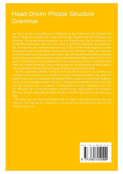Head-Driven Phrase Structure Grammar : Eine Einführung. Vierte, komplett überarbeitete Auflage