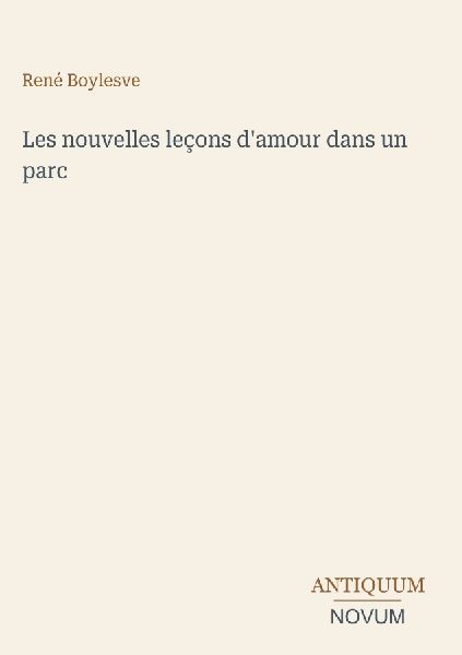 Les nouvelles leçons d'amour dans un parc
