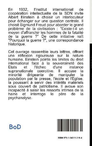 Pourquoi la guerre ? Correspondance entre Albert Einstein et Sigmund Freud