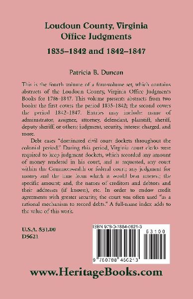 Loudoun County, Virginia Office Judgments, 1835-1842 and 1842-1847