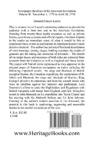 Newspaper Datelines of the American Revolution, Volume 2