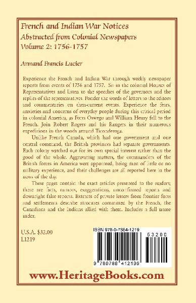 French and Indian War Notices Abstracted from Colonial Newspapers, Volume 2
