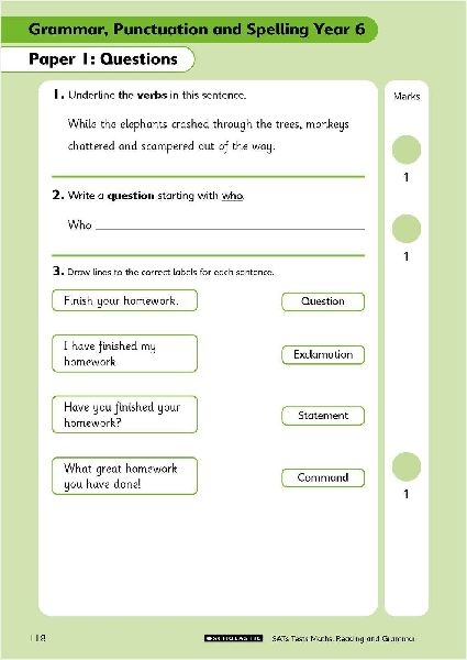 Grammar, Reading & Maths SATs Test Ages 10-11