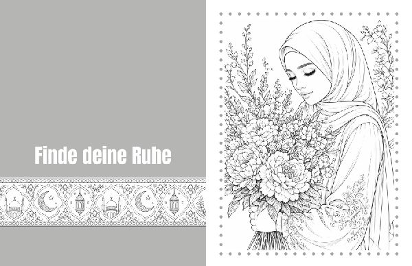 Elegante Hijab Frauen - Malbuch für Erwachsene mit stilvollen Portraits