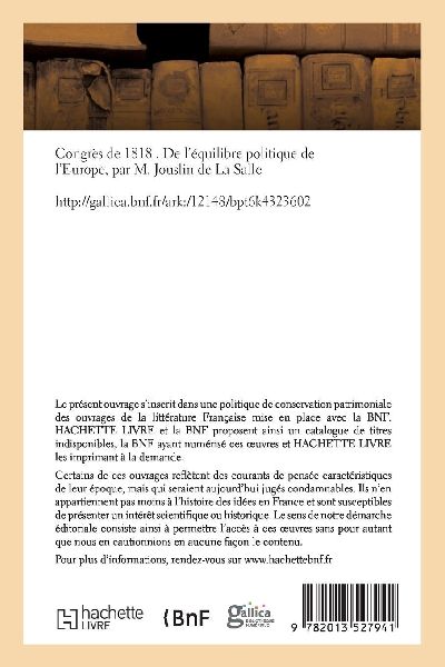 Congrès de 1818 . De l'équilibre politique de l'Europe