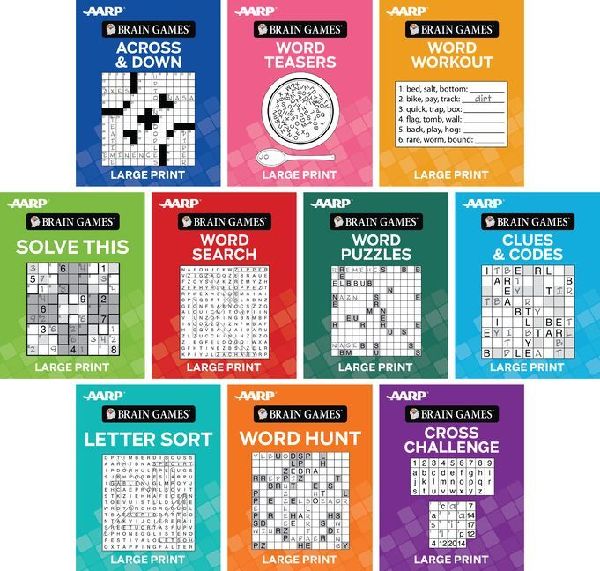 Brain Games - AARP Variety Puzzles - Large Print 10 Booklet Set
