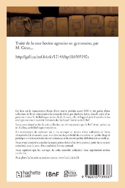 Traité de la race bovine agenaise ou garonnaise